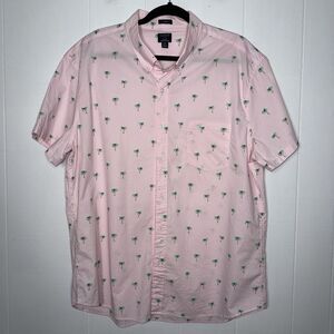 J. Crew Men’s Flex Washed Slim Casual Palm Tree Shirt Pink Size XXL